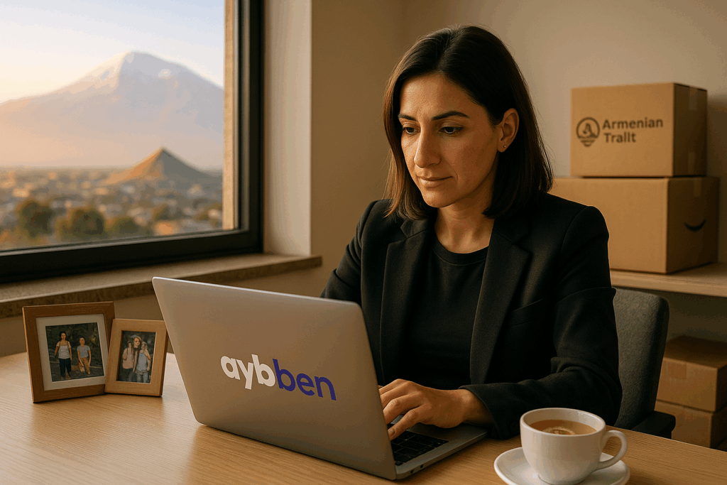 The Ultimate Guide to eCommerce Websites in 2025: Transform Your Armenian Business for Digital Success 5 Modern eCommerce website dashboard on laptop with Armenian flag colors